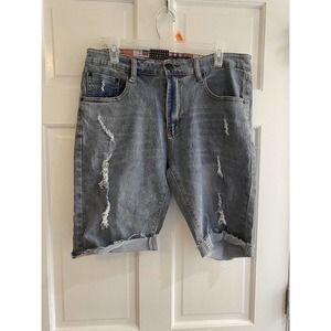 American Breed Denim Shorts Size 32 designer distressed Jean Dark Wash NWT